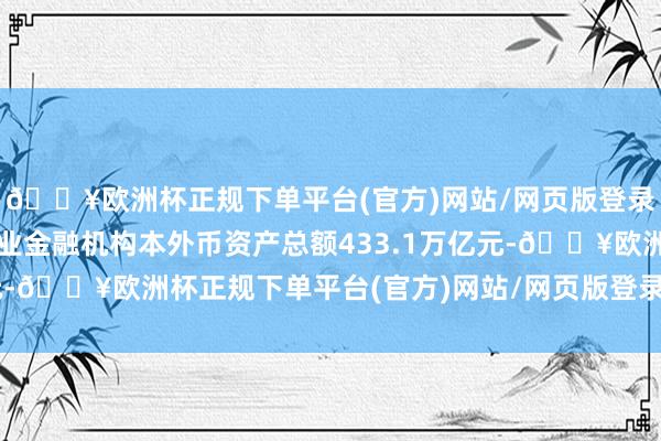 🔥欧洲杯正规下单平台(官方)网站/网页版登录入口/手机版我国银行业金融机构本外币资产总额433.1万亿元-🔥欧洲杯正规下单平台(官方)网站/网页版登录入口/手机版